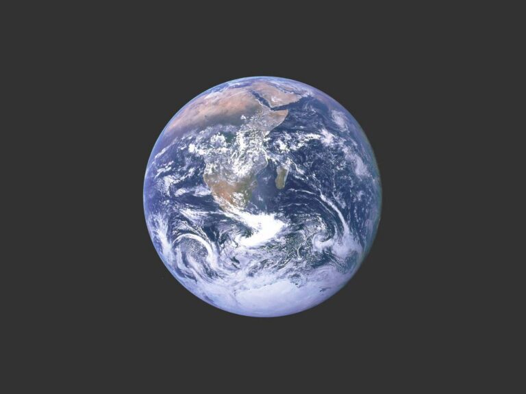 Mother Earth centered on a black background as seen from space.