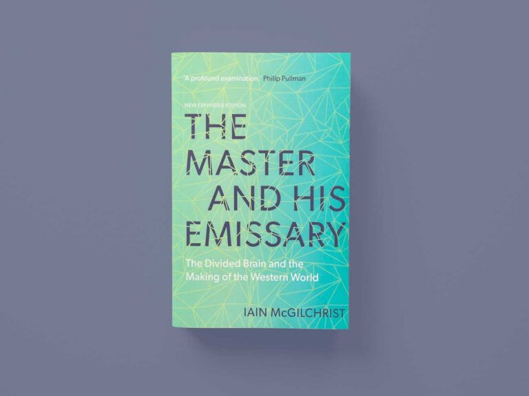 The book, The Master and His Emissary, centered on a dark purple background.