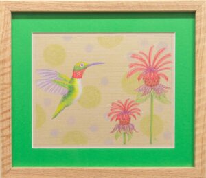 Hummingbird in Red and Green