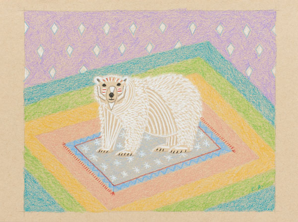 Polar Bear drawing in colored pencil